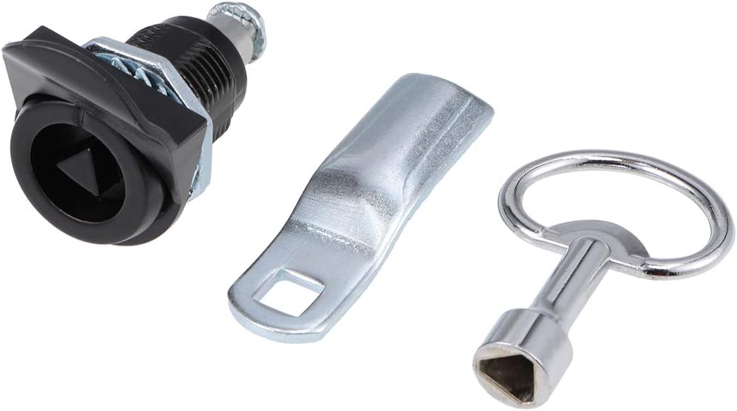 sourcing map Triangle Cam Lock 1-1/4" Cylinder Length Fits Up to 3/4" Thick Panel Black 2Pcs, 2 Pack - Image 3