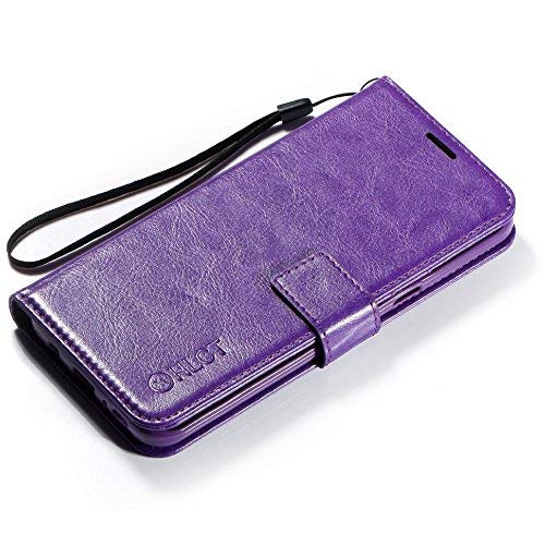Samsung Galaxy S8 Plus Case, HLCT PU Leather Case, with Soft TPU Protective Bumper, Built-in Kickstand, Cash and Card Pockets (Purple)