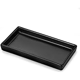 Luxspire Bathroom Vanity Tray, Mini Soap Dispenser, Small Ceramic Perfume and Jewelry Dish, Trinket Holder, Rectangle Candle Tray, Bath Organizer Kitchen Sink Narrow Soap Dish, Black