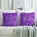 MIULEE Pack of 2 Luxury Faux Fur Throw Pillow Cover Deluxe Winter Decorative Plush Pillow Case Cushion Cover Shell for Sofa Bedroom Car 18 x 18 Inch Purple