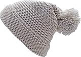Tahari by Elie Tahari Chunky Marled Purl Knit Beanie With Pom Pom