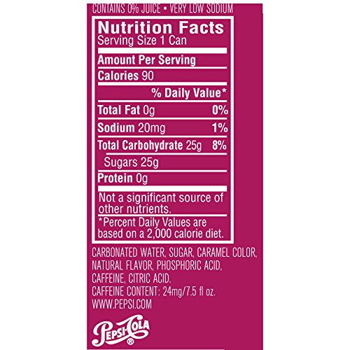 PEPSI, MADE WITH REAL SUGAR WILD CHERRY, 7.5 FL OZ. MINI CANS (6 PACK)