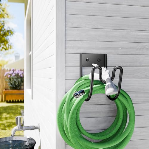 Black Metal Garden Hose Holder - Wall Mounted Water Hose Holder - photo 8