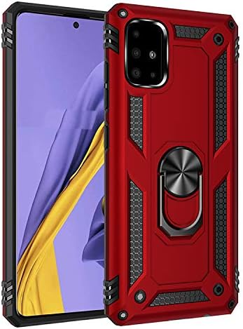 VGANA Case Compatible for Samsung Galaxy Note 10 Lite, Tough Armor Anti Fall and Car Magnet Ring Foldable Holder Function Protective Cover. Red