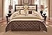 WPM WORLD PRODUCTS MART 7 Pieces Complete Bedding Ensemble Beige Brown Gold Luxury Embroidery Comforter Set Bed-in-a-Bag Bedding- Yasmen King