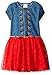 Nannette Girls' Short Sleeve Denim Dress with Tulle