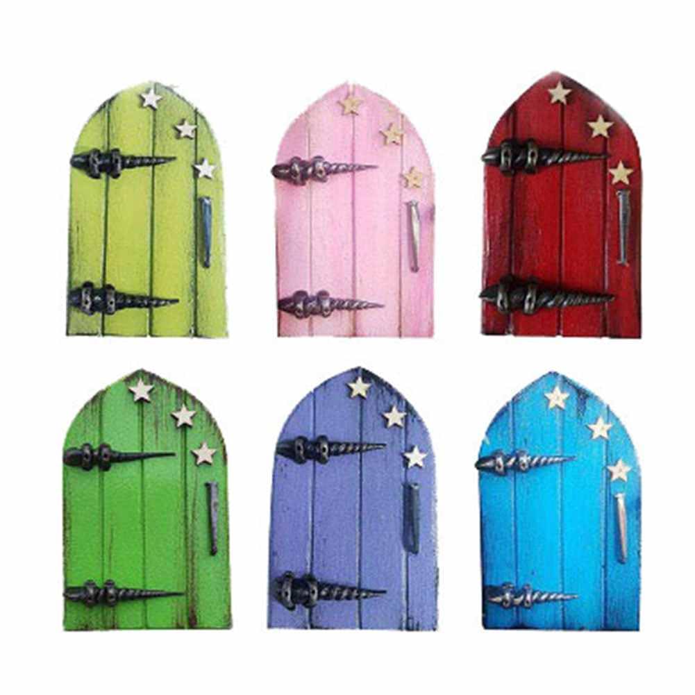 SHTGOI Pack of 2 Miniature Fairy Door, Gnome Door, Wooden Elf Door, Garden with Three Pentagrams and Nail Snail Pattern, Fairy Door, Gnome Door, Fairy Garden Decoration for Children, Miniature Fairy
