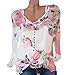 Pandaie Women's Long Sleeve Tops, Womens Casual Floral Printed Button T-Shirt Chiffon Irregular Hem Top Blouse