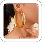 Yheahin Chunky Gold Hoop Earrings for Women Sterling Silver Large Hoops Post Earrings Thick Exaggerated Round Hoop Earrings Jewelry for punk Hip hop party