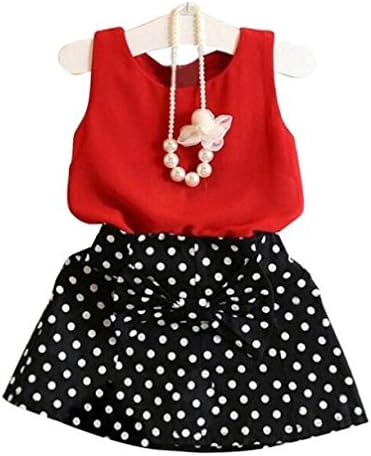 Hot Sale ! Kstare Baby Girls' Vest Pleated Dress Two Pieces Set Clothes Children Skirt Suit (3-4T, Red)