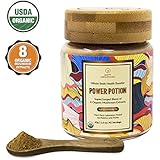 POWER POTION High Potency Mushroom Powder Blend - Mushroom Extract Supplement - 8 Medicinal Mushrooms - Cordyceps, Reishi, Lions Mane, Chaga, Turkey Tail, Shiitake - USDA Certified Organic,1.6oz (45g)