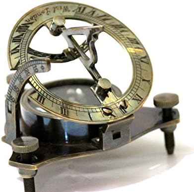 Medieval Replicas Vintage Antique Style Brass Sundial Compass Maritime Nautical Compass Desk Decor, Black, 3 Inch - Image 4