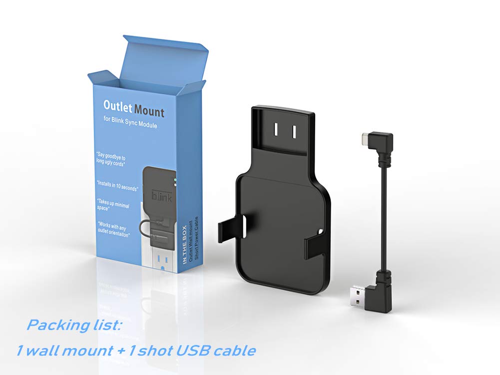 Outlet Wall Mount for Blink Sync Module, Gresur Simple Mounting Bracket Holder for Blink XT2/XT Unique Designed Outdoor and Indoor Security Camera Mount with Short Cable (1-Pack)