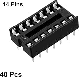 sourcing map 40pcs DIP IC Socket 14 Pin 2.54mm Pitch Solder Adaptor Electronic view 3