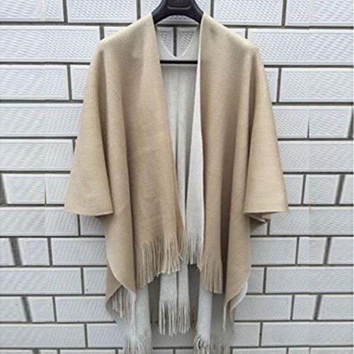 KESEE Clearance Coat â˜€ Women Cashmere Knitted Cardigan Sweater Poncho Capes Shawl Vintage Cape Solid Sweater (One Size, Beige)