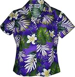 Tropical Monstera Ladies Hawaiian Shirts in Purple