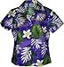 Tropical Monstera Ladies Hawaiian Shirts in Purple