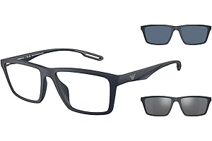 Emporio Armani Men's Ea4189u Universal Fit Prescription Eyewear Frames with Two Interchangeable Sun Clip-ons Rectangular