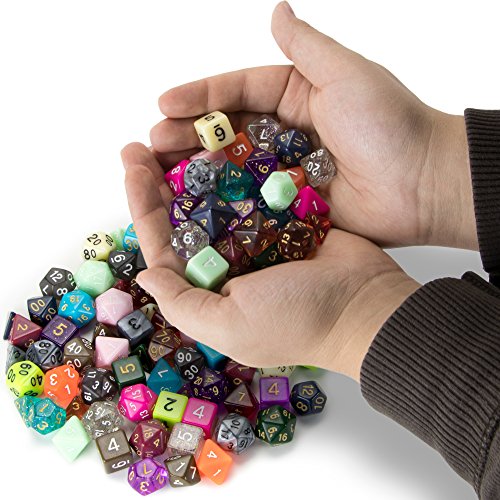 Wiz Dice Bag of Tricks: Collection of 140 Polyhedral Dice in 20 Guaranteed Complete Sets for Tabletop Role-playing Games - Neons, Translucents, & Sparkly Glitters