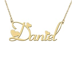Aoloshow 18k Gold Plated Daniel Heart Name Necklace