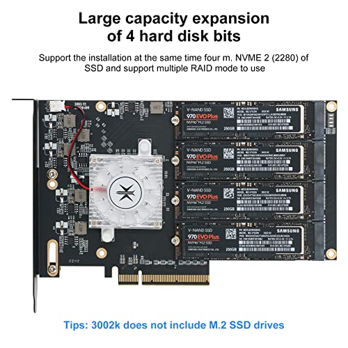 KONYEAD Quad PCIe NVMe SSD Adapter Card-PCI Express x8 Card Support  4X NGFF PCIe NVMe SSD for Mac