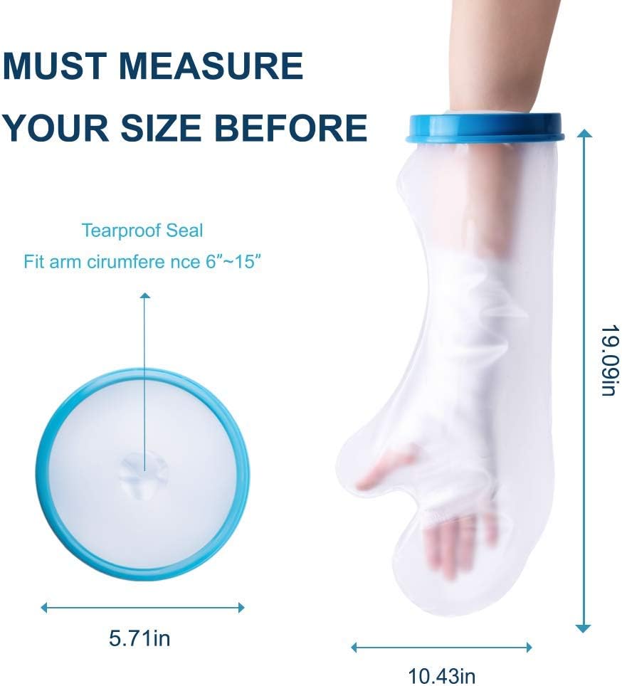 [2020 New Upgrade]Adult Waterproof Arm Cast Wound Cover Protector for Shower Bath, Arm Cast Sleeve Bag Covers for Broken Hands, Wrists, Reusable Bandage Cover Dressing Protector-19.09 inches: Health & Personal Care