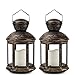 Bright Zeal 2-Pack Bronze Hexagon Decorative Lantern with LED Candle - LED Lanterns Battery Operated Decorative - Hanging Candle Lanterns Indoor - Outdoor Lanterns Decorative Vintage Lantern