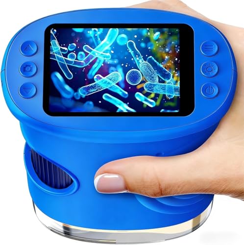 Ashfly Mobile Phone Digital Microscope for Children, 1080P HD 2.0 Inch Screen Pocket Microscope, Microscope LED Lights Connection to PC, Mini Microscope Outdoor Gifts for 4-12 Years, Blue