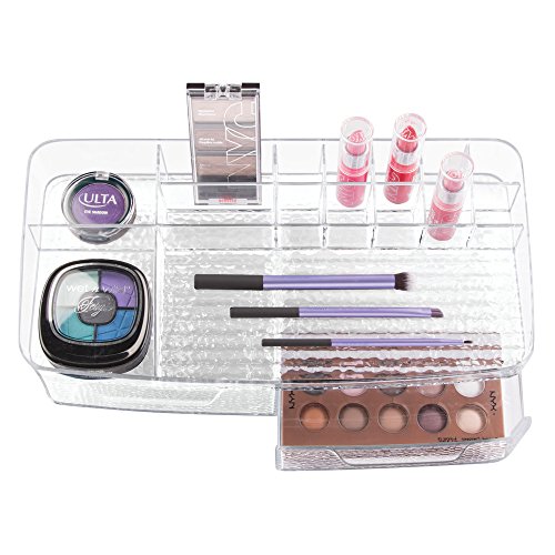InterDesign Rain Cosmetic Organizer for Vanity Cabinet to Hold Makeup, Beauty Products - 2 Drawers, Clear