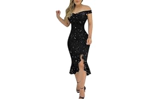 ZEFOTIM Spring Dresses for Women Wedding Guest Sexy Casual One/Off Shoulder High Slit Party Cocktail Dress