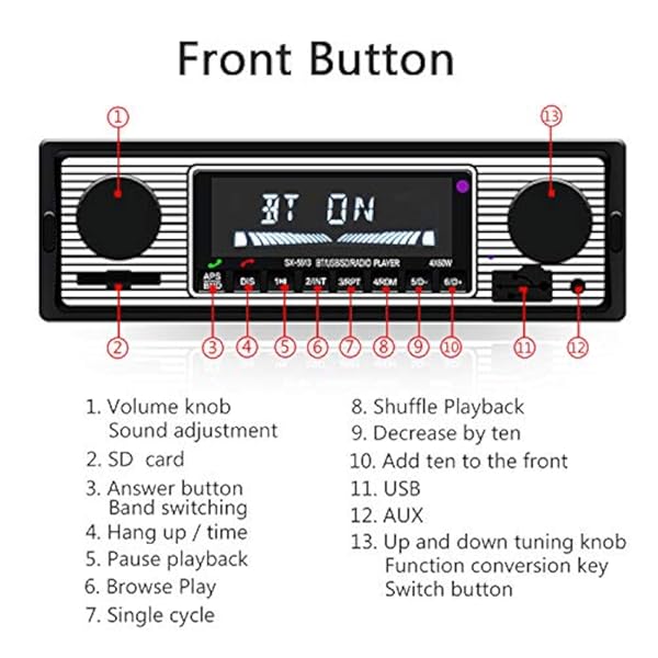 Auto Estéreo Vintage Retro Bluetooth Remoto Fm Usb Sd Aux - Imagen 4