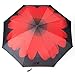 Automatic Travel Umbrella, Oak Leaf Auto Open/close Foldable Rain Umbrella, Red Flower - Waterproof, Windproof, Compact for Easy Carrying Totes -Durability Tested 5000 Times