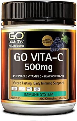 [GoHealthy] GO VITA-C 500mg Blackcurrant 200 chewable Tablets