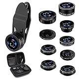 AiKEGlobal - Phone Lens with 9 in 1 Wide Angle Lens, Macro Lens, Fisheye Lens, 2X Telephoto Lens, CPL Lens, Starbrust and Kaleidoscope Lens Phone Camera Lens Kit for iPhone, Samsung, Most Smartphone
