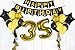 Happy Birthday 35th Party Decorations 12 Inch Latex Balloons Metallic Gold Banner and Gold foil fringe curtain Supplies Kits