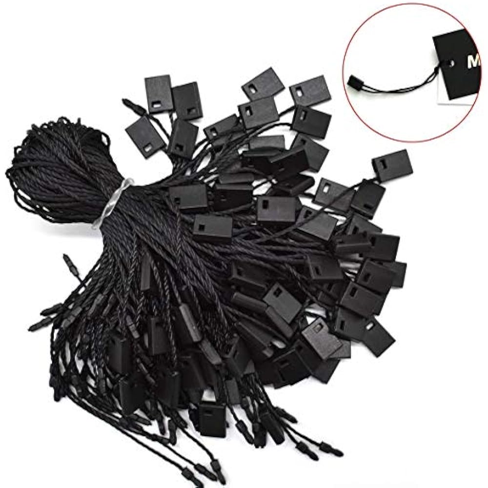 Black Hang Tag String 7" 1000Pcs Nylon Snap Lock Pin Loop Fastener Hook