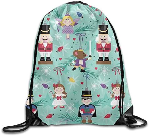 Nutcracker Printed Casual Drawstring Backpack Teen Girl Waterproof Travel Bag Tote Gym 16.9"14"