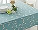 Tina Cotton Linen Tablecloth Leaf Embroidered Table Cover for Dinner Kitchen Blue, 36