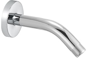 Voolan Shower Arm with Flange and Teflon Tape, Extension Shower Head Arm for Bathroom Fixed Shower Head, Solid Stainless Steel, Wall Mounted (6 Inch, Chrome)