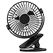 Vaincre 360° Rechargeable USB Clip On Mini Desk Fan, Black Portable Table-Top Fan Fully Adjustable Head, Three Quiet Speeds, Ideal for Office, Home, Travel and More