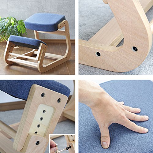 Vogvigo Professional Sled Chair Solid Wood Ergonomic Kneeling Chair (Sky Blue)
