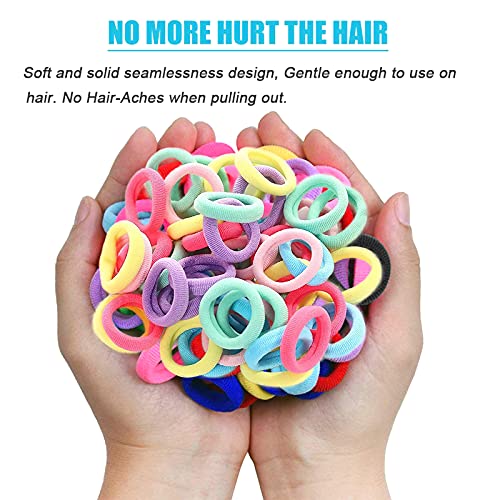 100Pcs Baby Elastics Hair Ties, Candy Color Seamless girls hairbands,3cm Ponytail Holder Hair Accessories，Multi-colored hair bobbles for girls (3cm)