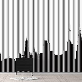 Wall Murals for Bedroom Abstract Black and White Building Removable Wallpaper Peel and Stick Wall Stickers - 66x96 inches