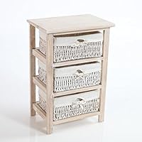 DiKasa Mueble de Madera, 4 cestas, Lazos, 37 x 26 x 55 cm