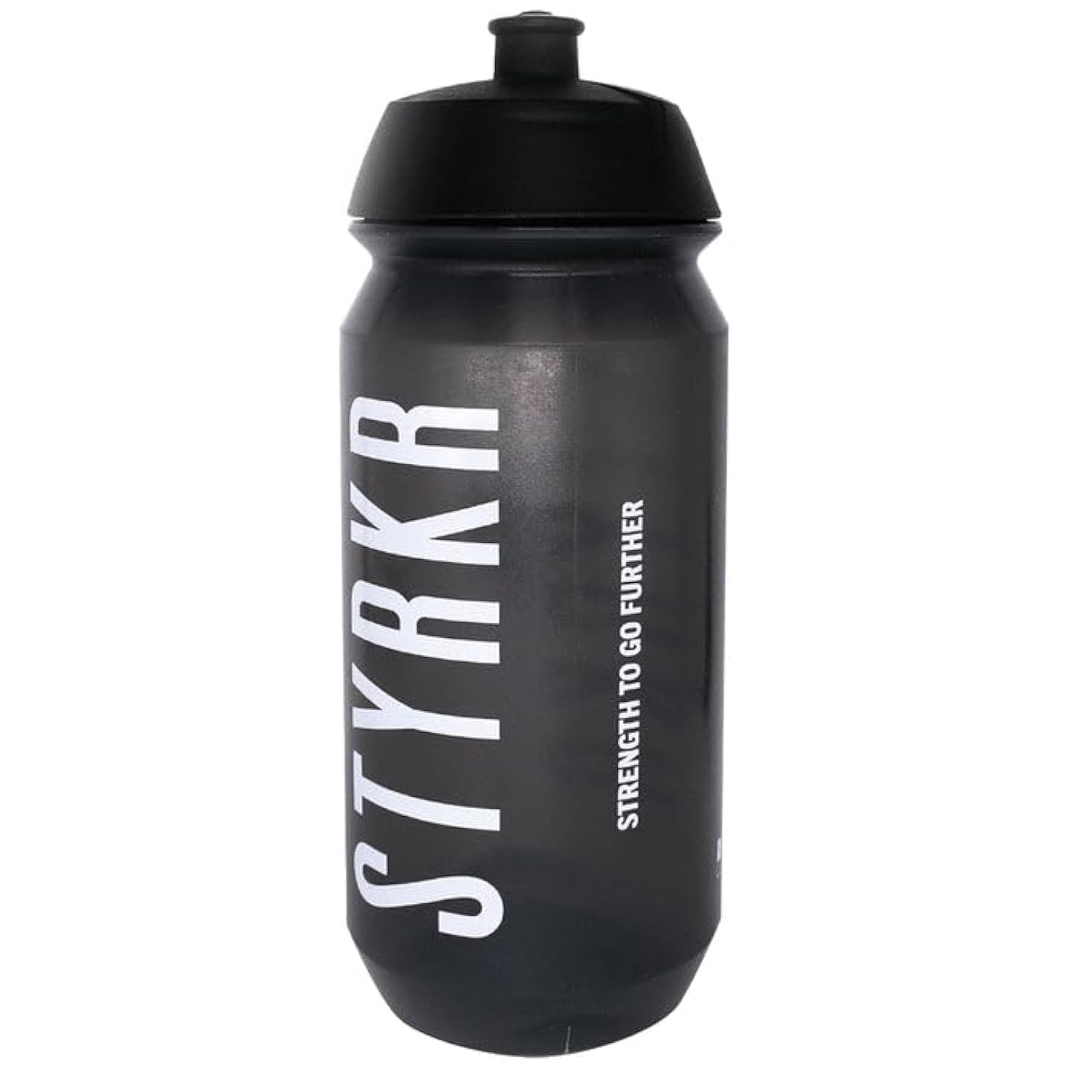 STYRKR 500ml Sports Water Bottle - Cycling Water Bottle in Clear Transparent Black - Squeezable, Wide Mouth & Easy Clean - Bike, Sports or Gym