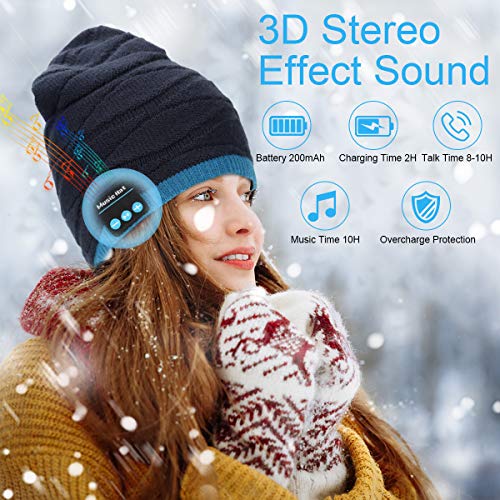 Gorro-Bluetooth-V50-Hombre-y-Mujer-Beanie-Musica-con-Calentador-de-Cuello-Gorro-de-Punto-Invierno-con-Auriculares-Inalambricos-Sombrero-de-Musica-Bluetooth-para-Correr-Esquiar-Regalar-Azul-y-Negro