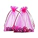Fengirl Drawstring Organza Jewelry Pouches Wedding Party Christmas Favor Gift Candy Bag (5x7inch, Hot Pink)