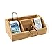 Mind Reader Bamboo Charging Station, Desk Supplies Organizer, 3 Compartment, Removable Tray, Brown