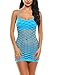 Avidlove Women's Fishnet Lingerie Mesh Hole Strap Chemise Badydoll Mini Dress Blue