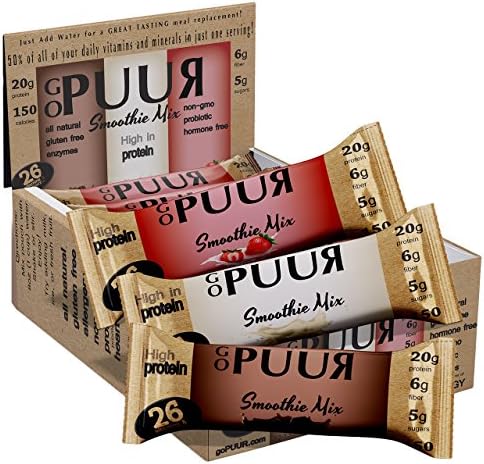 GoPuur - All Natural Protein Smoothie Mix - Neapolitan - Box of 12